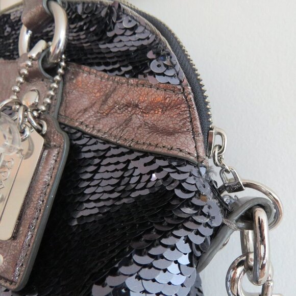 COACH Limited Edition Poppy Spotlight Sequin Metallic Top Handle Crossbody Bag - Picture 10 of 16